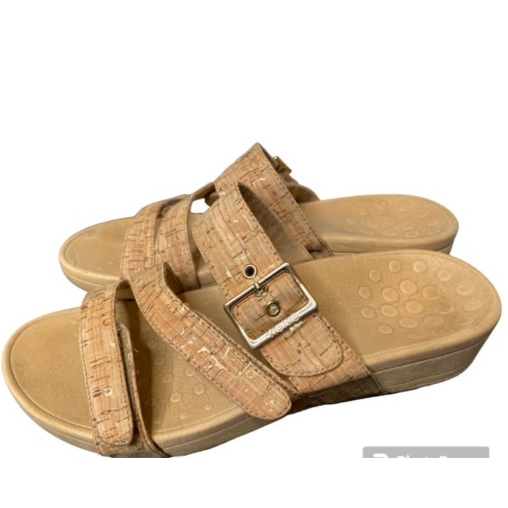 Vionic Rio Women's Size 10.5 Gold Cork Adjustable Slip-On Comfort Sandals Shoes‎ - Picture 5 of 7